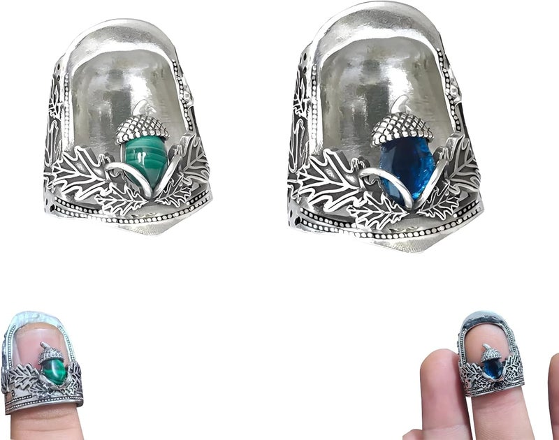 SAMIQU 2PCS Vintage Style Sewing Thimbles for Hand Sewing–Open Nail Acorn Thimble Set，Metal Finger Protectors, Thimble Ring for Quilting,Sewing, and Embroidery（Two Sizes） - Image 1